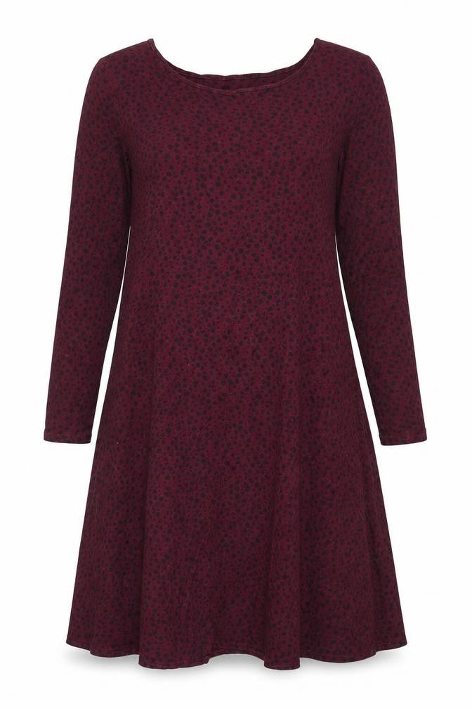 Lakeland Women Red Animal Print Long Sleeve Jersey A-Line Dress Size 14