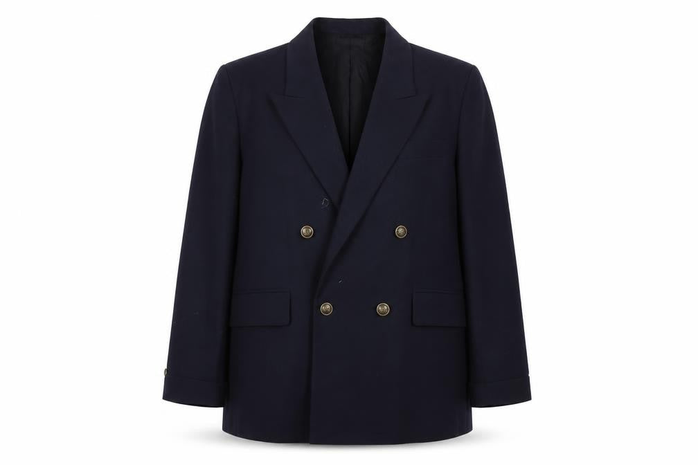 MNG Women's Blue Double-Breasted Blazer Size 14