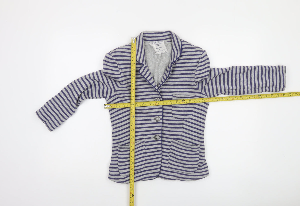 Next Women Grey Striped Cotton Jersey Blazer Size 8