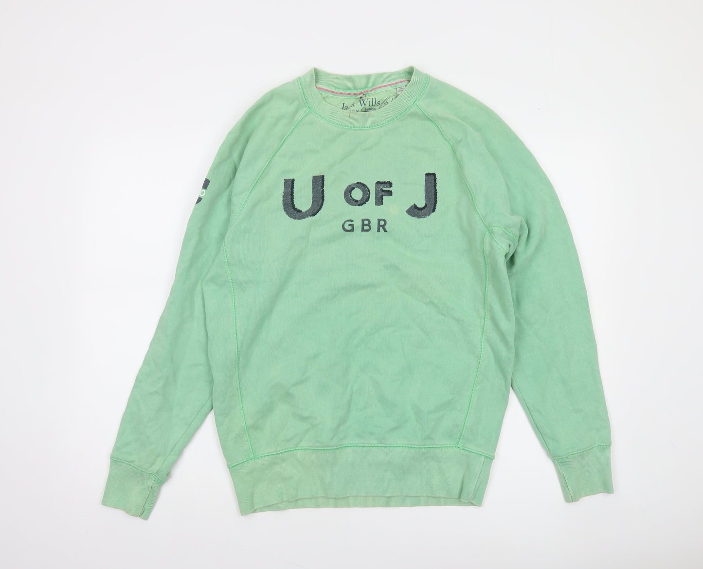 Jack Wills Men's Green Cotton Graphic Pullover Sweatshirt Size M