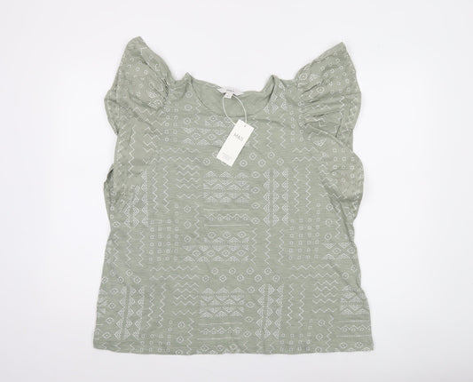 Marks and Spencer Women’s Green Ruffle Sleeve Cotton Blouse Size 16