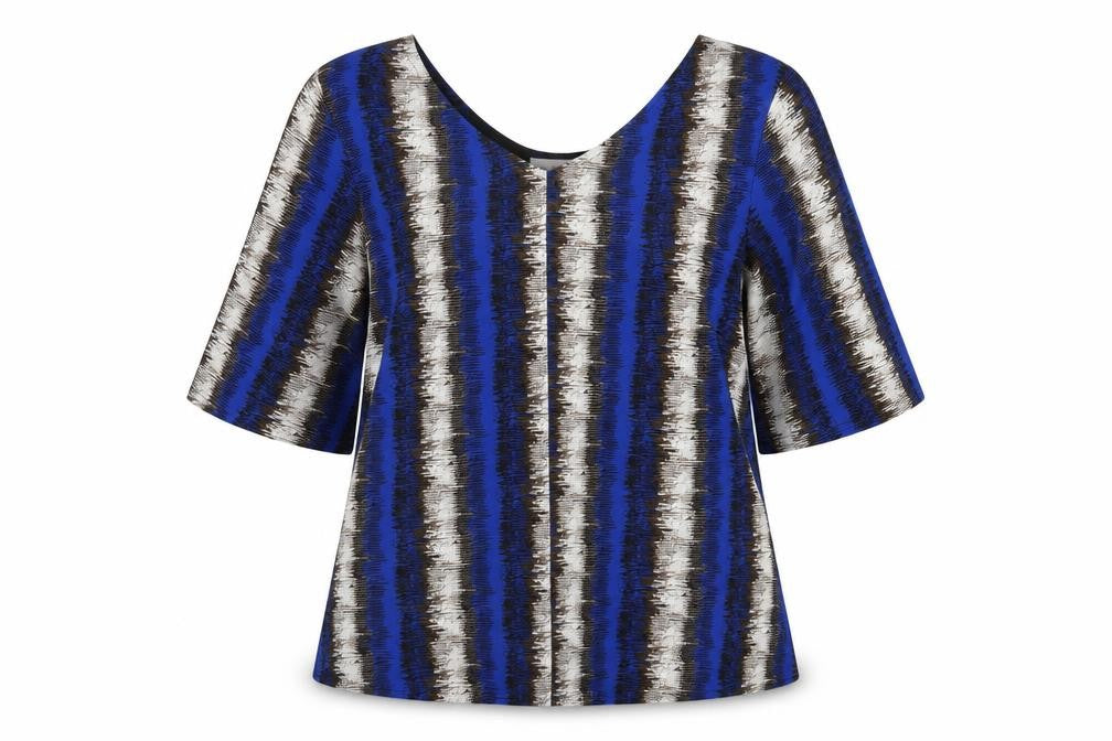 Gerard Women's Blue Striped Tunic Blouse Size 16 Short Sleeve Top