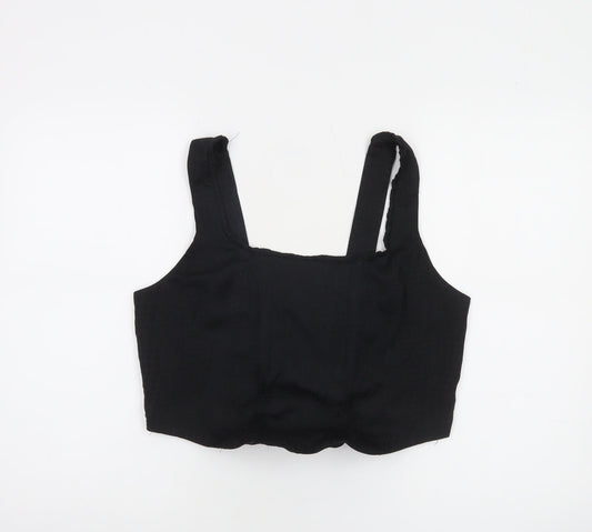 Savida Women's Black Cropped Square Neck Tank Top Size 18