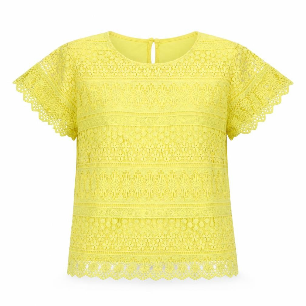 ASOS Women’s Yellow Lace Crochet Short Sleeve Blouse Size M