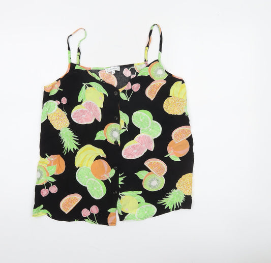 Warehouse Women's Black Fruit Print Camisole Tank Top Size 14