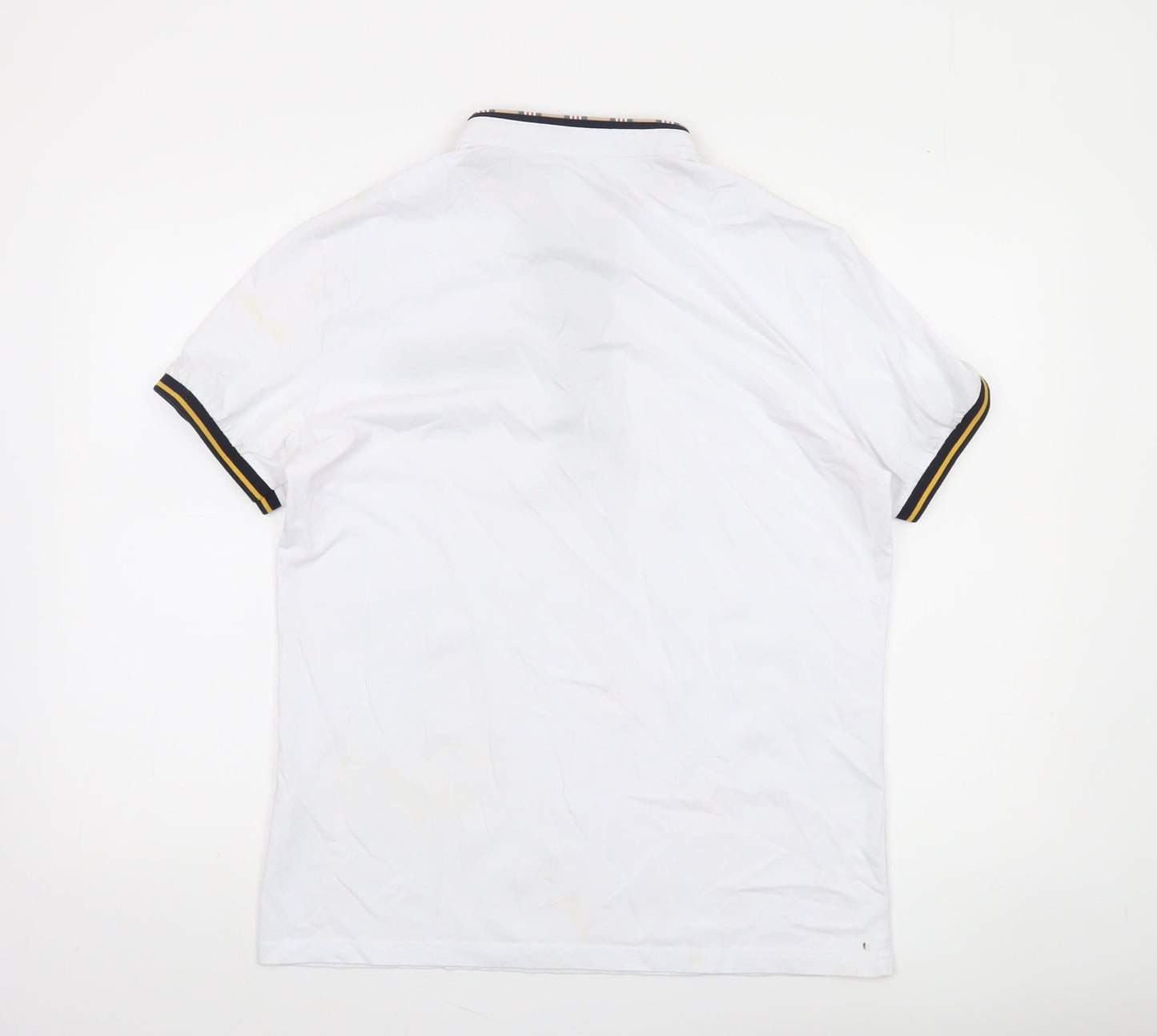 Tank Jeans Men's White L Collared Half Zip Short Sleeve T-Shirt
