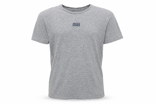 Jack & Jones Men's Grey Crew Neck Short Sleeve Cotton Blend T-Shirt Size L