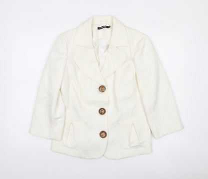 Additional front view of Atmosphere Women Ivory Textured Single-Breasted Blazer, size 16