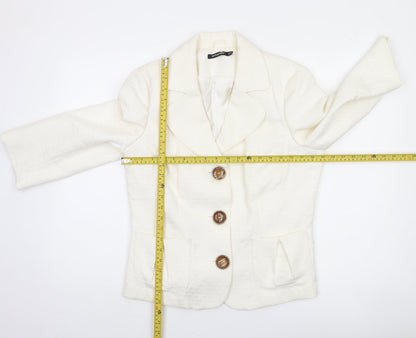 Back view of Atmosphere Women Ivory Textured Single-Breasted Blazer, size 16
