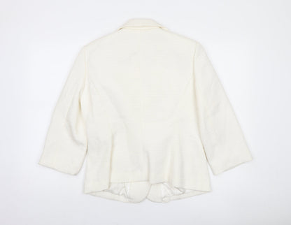 Close-up detail of Atmosphere Women Ivory Textured Single-Breasted Blazer, size 16