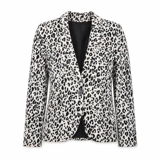 H&M Women's Multicoloured Animal Print Slim Fit Tuxedo Suit Jacket Size 6
