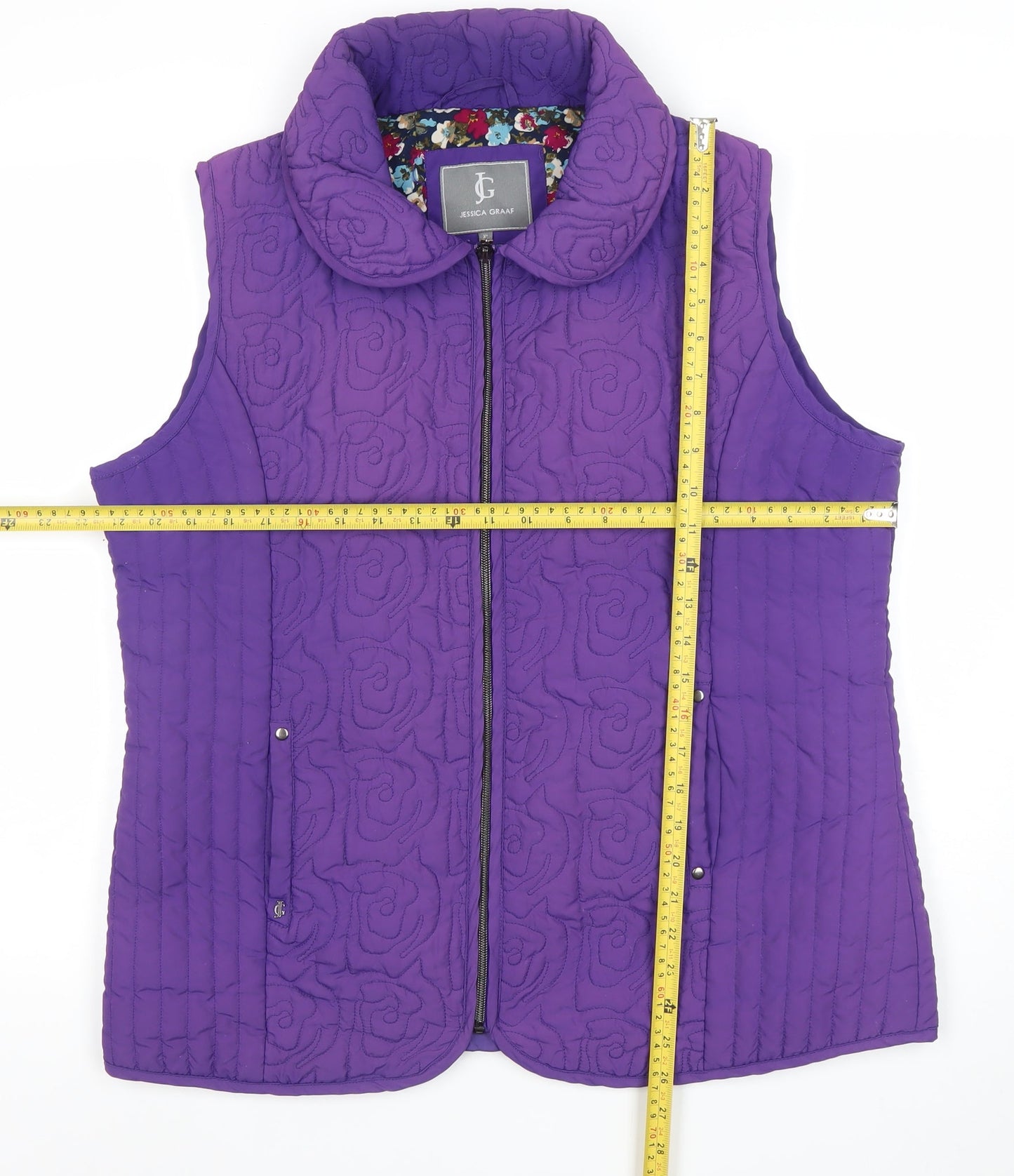 Jessica Graaf Women's Purple Quilted Sleeveless Waistcoat XL