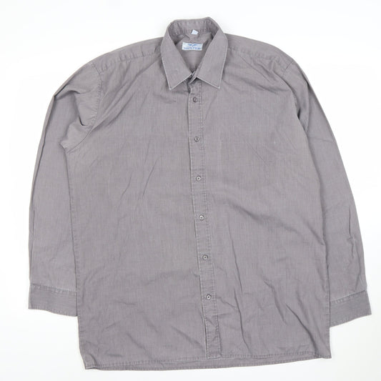Hunter Men's Grey Long Sleeve Dress Shirt 16in 41cm Classic Fit