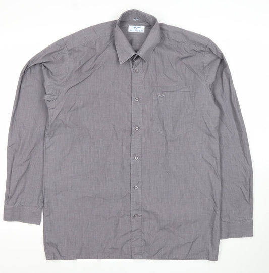 Hunter Men's Grey Long Sleeve Dress Shirt Size 15/38cm Classic Fit