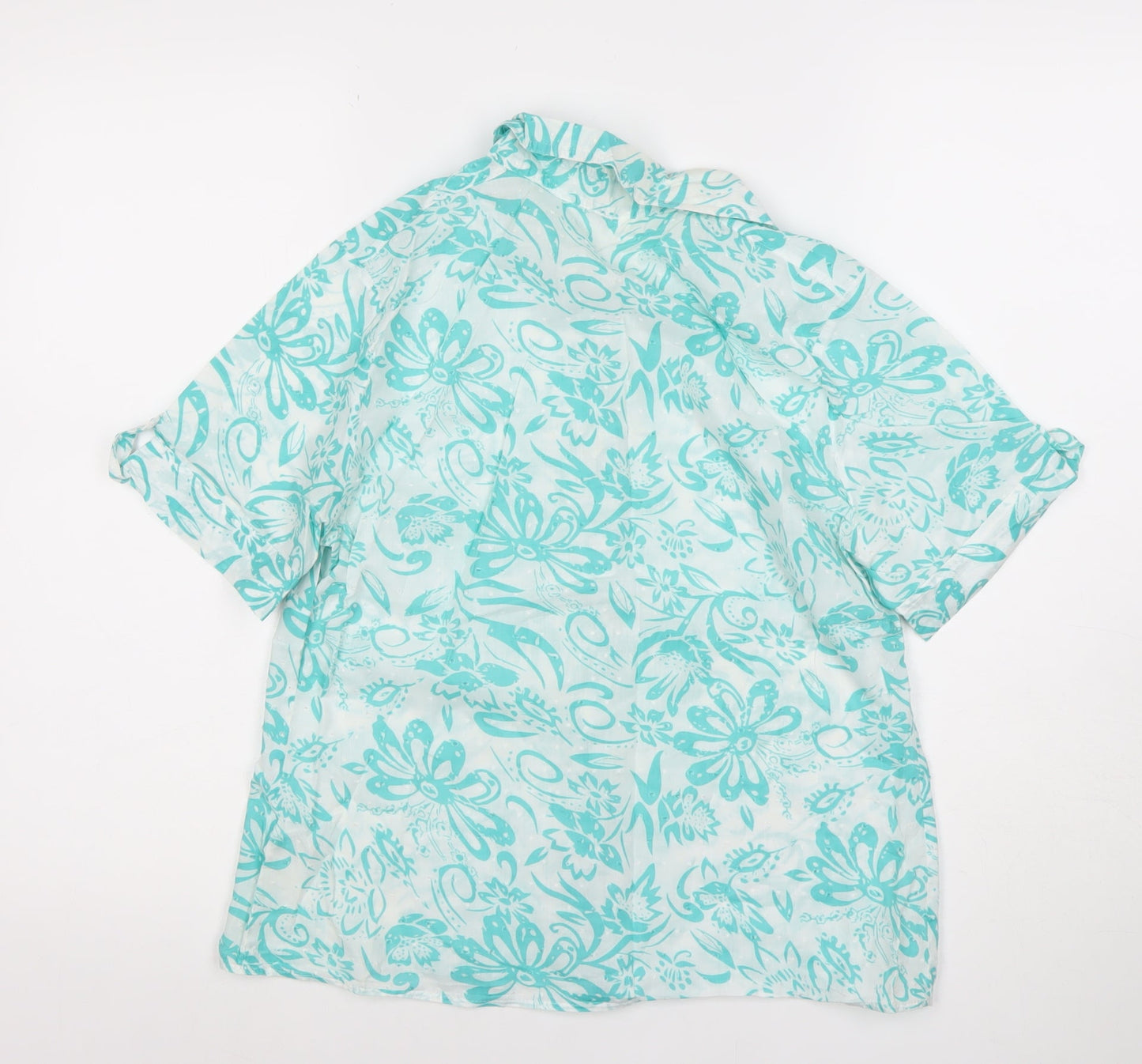 Marks and Spencer Womens Blue Floral Cotton Button-Up Shirt Size 10