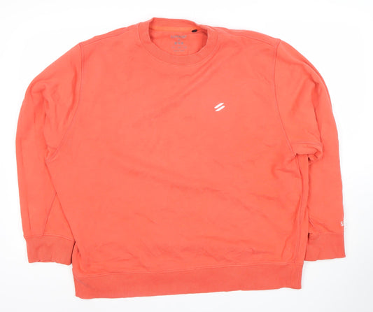 Superdry Women Coral Orange Crew Neck Pullover Sweatshirt Size L