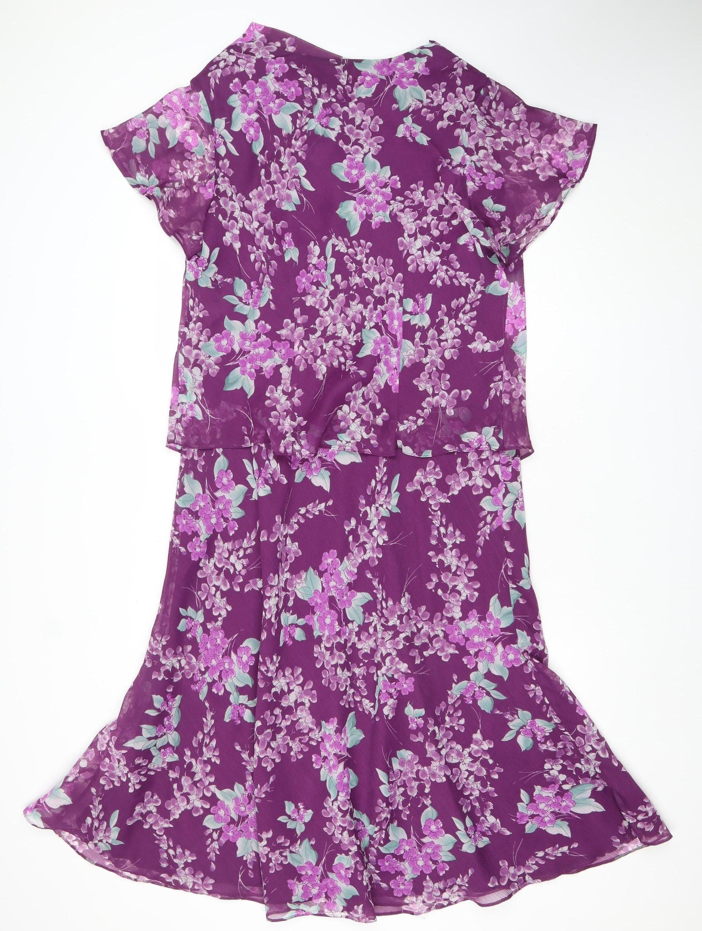 Eastex Women’s Purple Floral Asymmetric Midi Dress Size 16