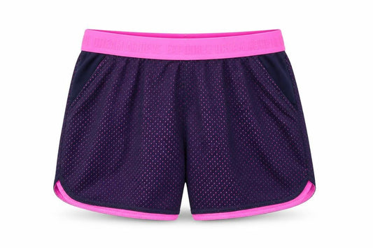 Front view of St. Bernard for Dunnes Stores women’s purple biker active shorts size 25in waist