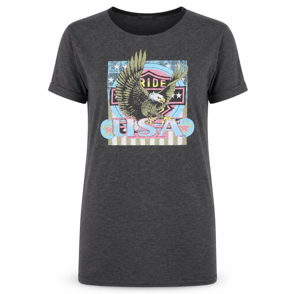 Missguided Women’s Grey USA Eagle Graphic T-Shirt Dress Size 8