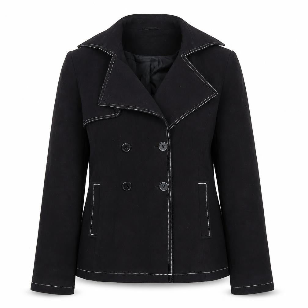 Sasha Women's Black Cotton Double-Breasted Suit Jacket UK 12