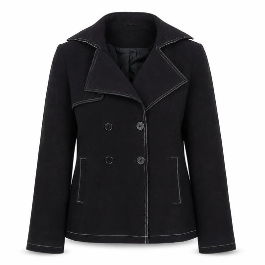 Sasha Women's Black Cotton Double-Breasted Suit Jacket UK 12