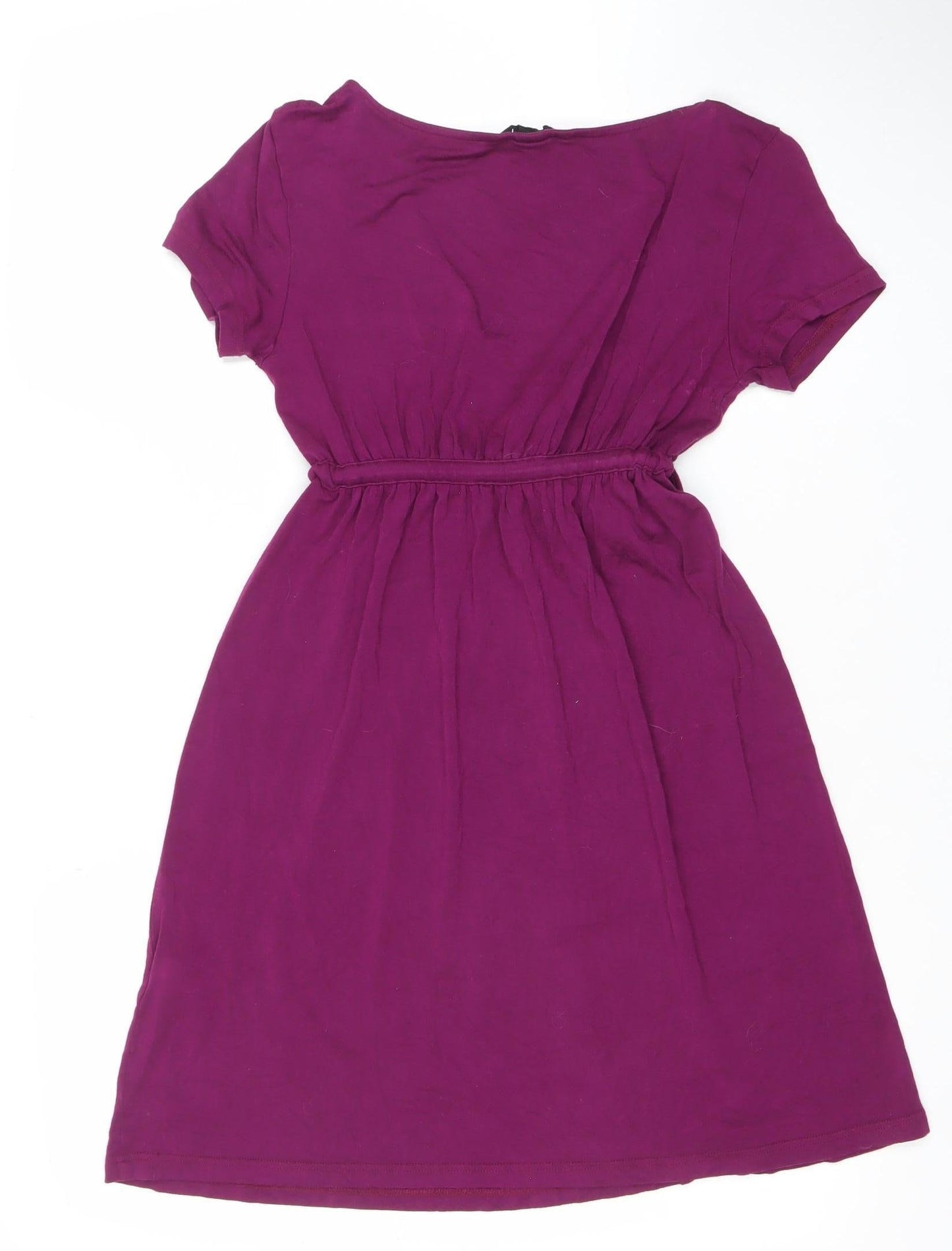 H&M Women's Purple A-Line Short Sleeve V-Neck Dress Size 8