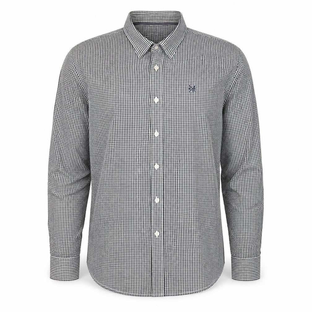 Front view of Crew Clothing Men’s Black Check Long Sleeve Button-Up Shirt 2XL