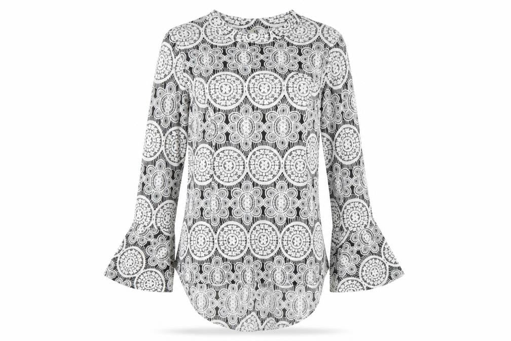 Stella Morgan Women's Multicoloured Geometric Long Sleeve Tunic Blouse Size 10