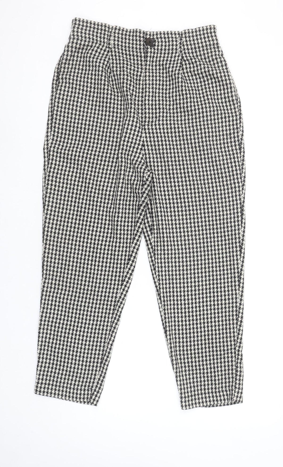 Stradivarius Womens Black & White Houndstooth Tapered Trousers XL