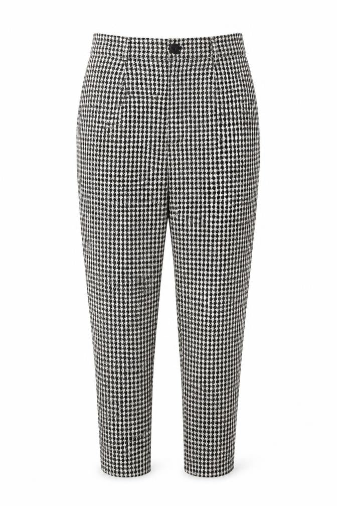 Stradivarius Womens Black & White Houndstooth Tapered Trousers XL