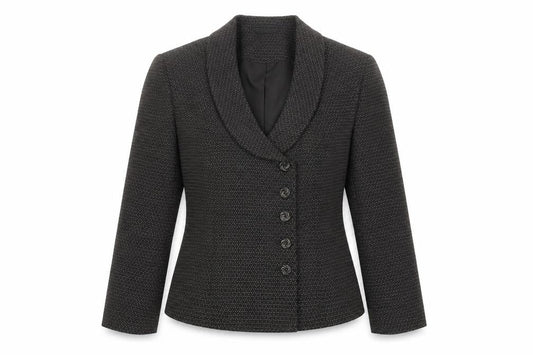 Kaliko Women's Black Size 12 Shawl Collar Wool Blend Tailored Jacket