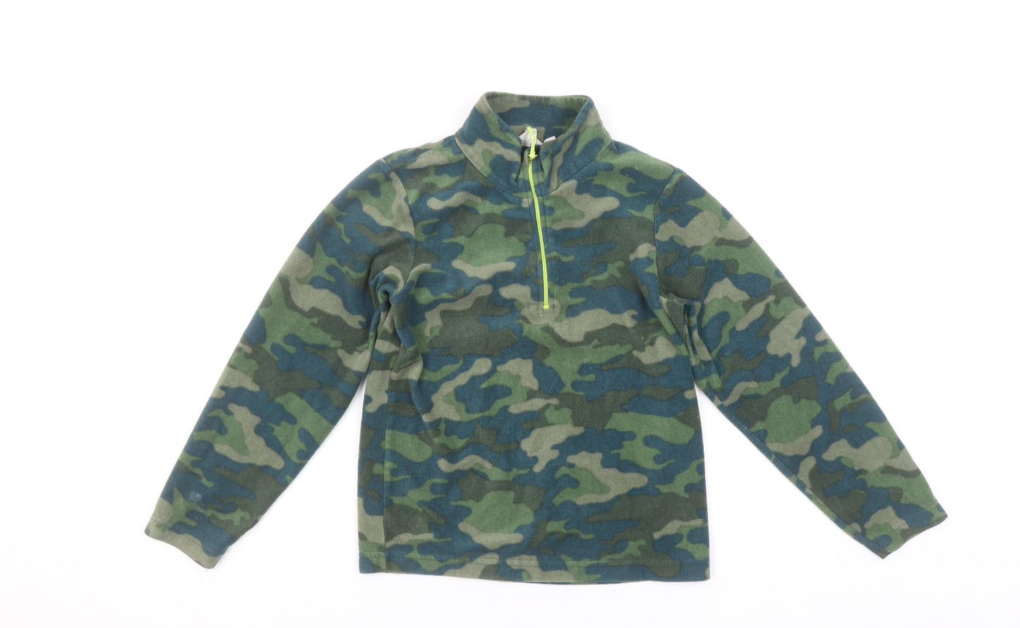 Mountain Warehouse Boys Green Camouflage Fleece 1/4 Zip Pullover Sweatshirt 9-10 Years