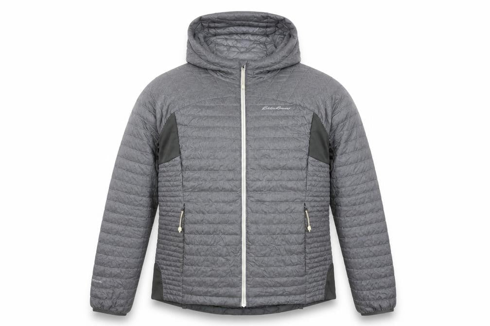 Eddie Bauer Women's Grey Lightweight Hooded Puffer Jacket Size L