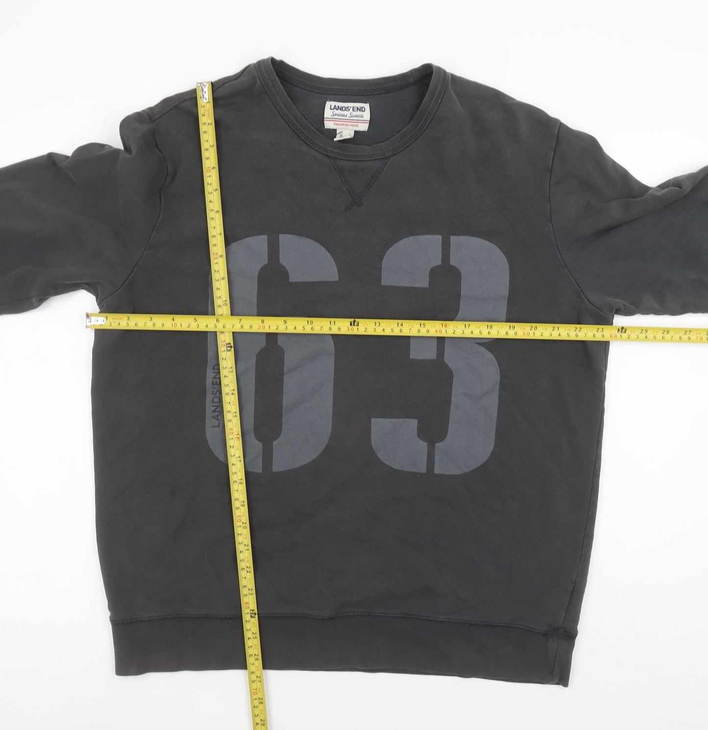Lands' End Men's Black L Pullover Sweatshirt Graphic Print