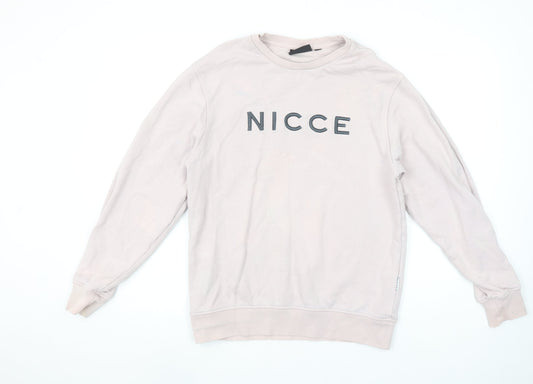 Nicce Men's Beige Logo Sweatshirt Size M Pullover Crew Neck