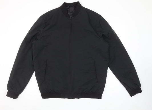 ASOS DESIGN Men's Black XL Bomber Jacket Full Zip Classic Style