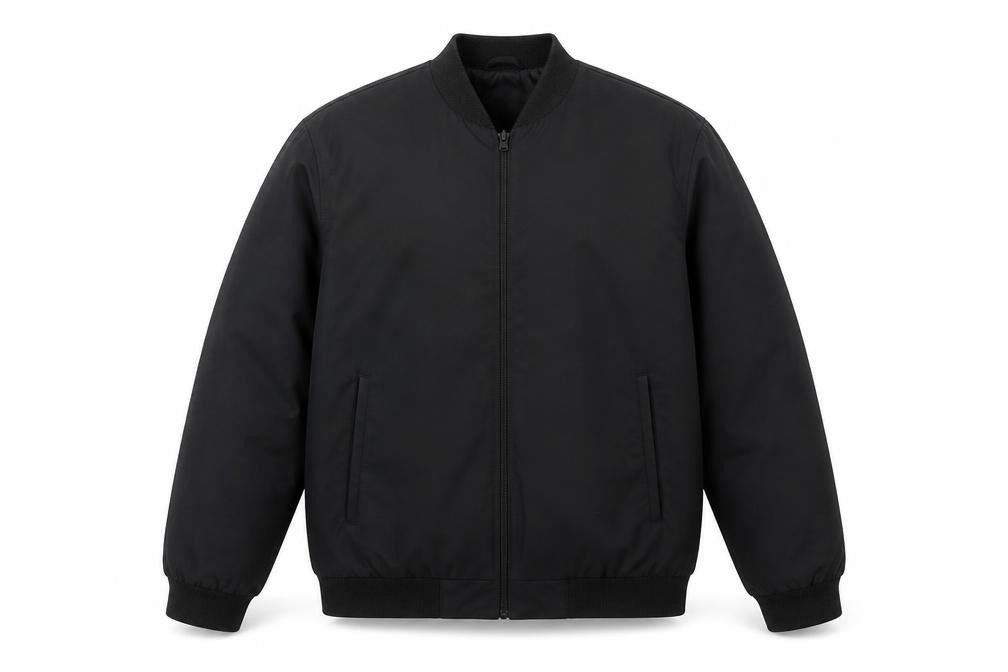 ASOS DESIGN Men's Black XL Bomber Jacket Full Zip Classic Style