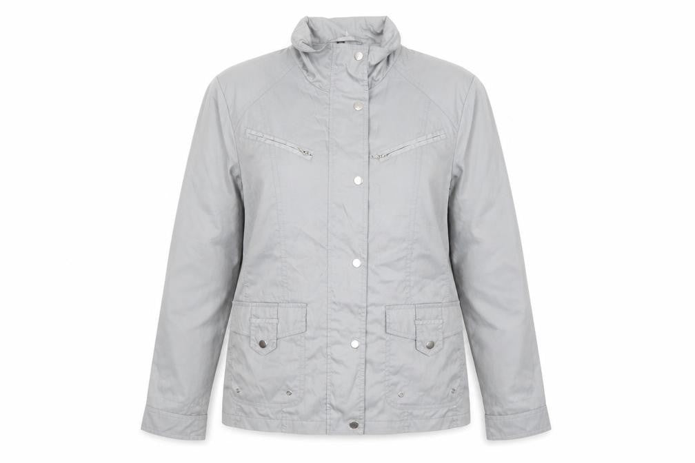 Finesse Womens Grey Size 12 Lined Zip Button Mid-Length Jacket