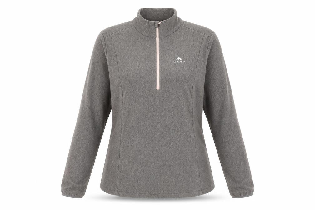 Quechua Womens Grey 1/2 Zip Fleece Pullover Sweatshirt 2XL