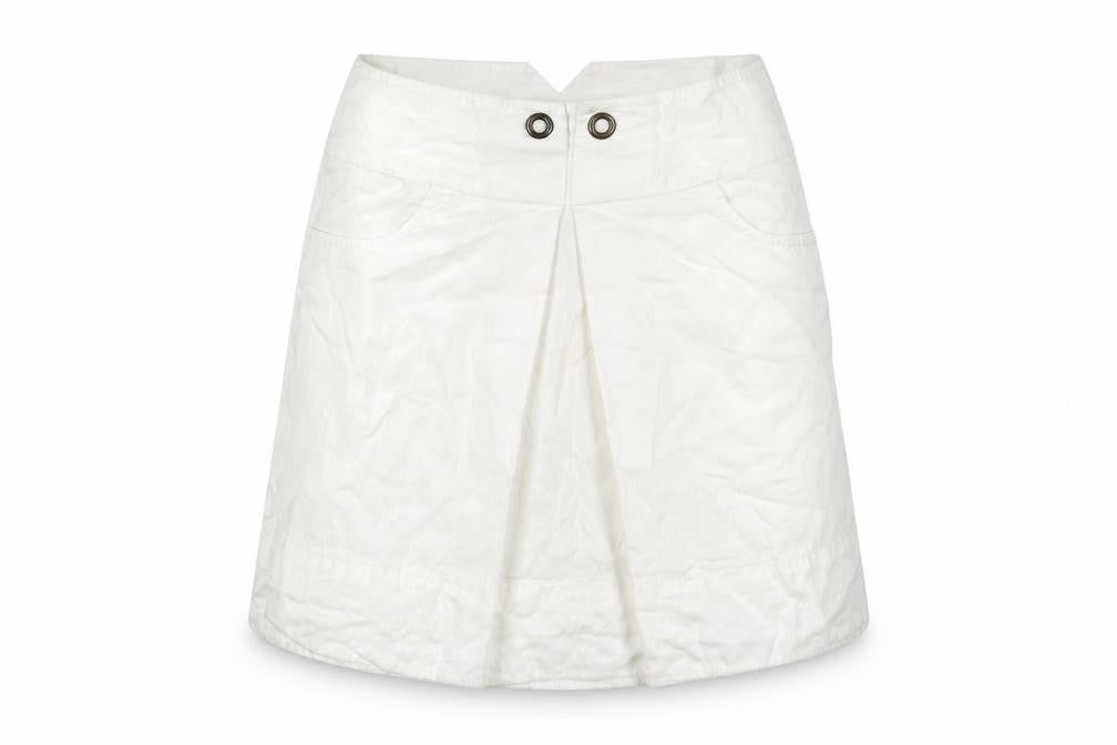 Savida Women's Ivory Linen A-Line Short Skirt Size 14