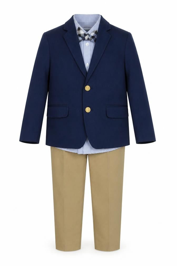 IZOD Boys Blue & Khaki 4 Piece Outfit Set Size 5 Regular Cotton Blend Formal
