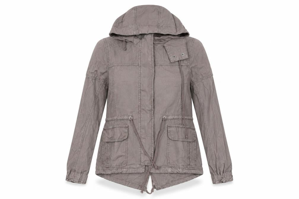 Woolworths Women’s Grey Cotton Hooded Parka Jacket Size 10