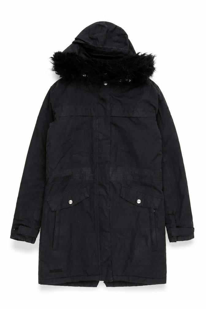 Regatta Women's Black Long Parka Coat UK 8 Hooded Fur Trim Winter Jacket