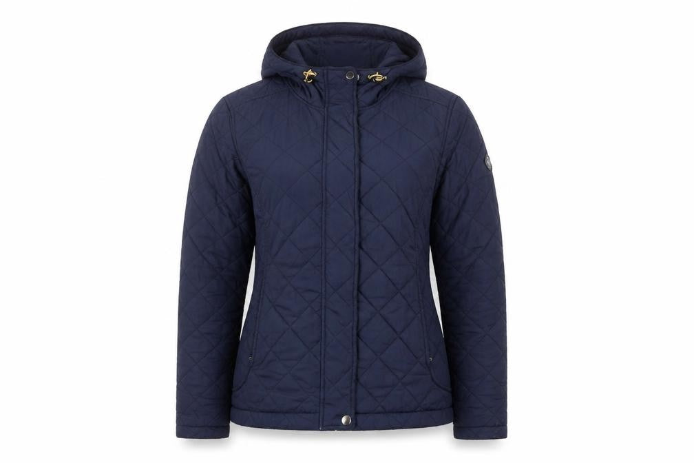 TOG24 Womens Navy Quilted Hooded Jacket Size 12-14