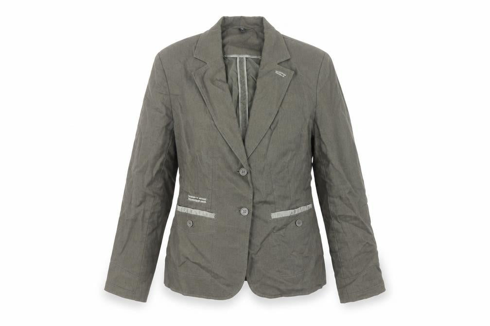 Soya Women’s Olive Green Linen Blazer L Single-Breasted Tailored Jacket