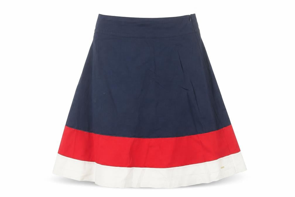 Tommy Hilfiger Women Blue Red White A-Line Cotton Skirt Size 10
