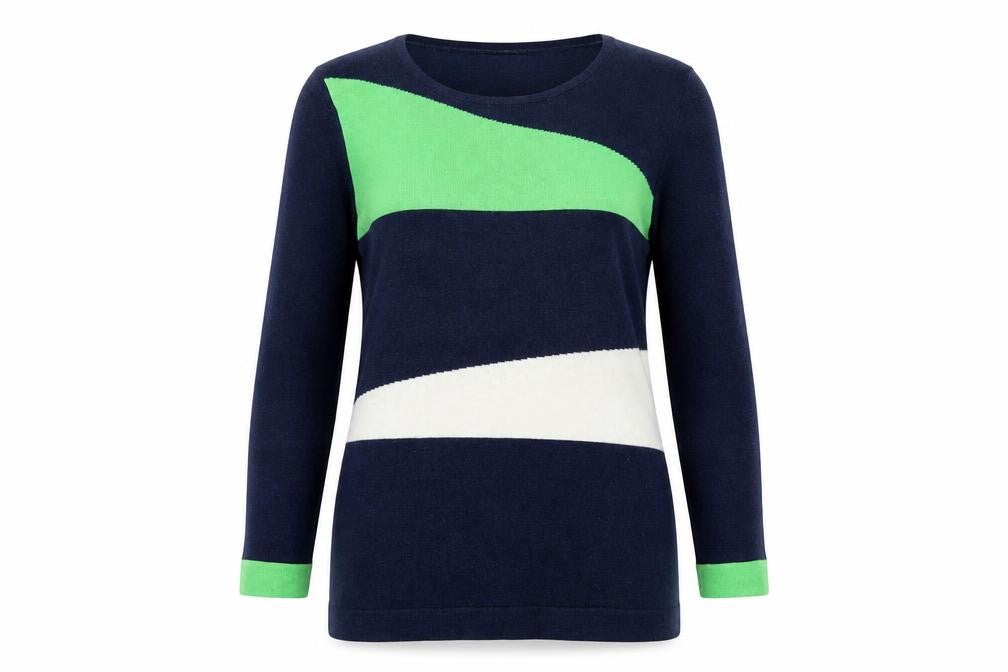 Marble Womens Blue Green Cotton Pullover Jumper Size 10