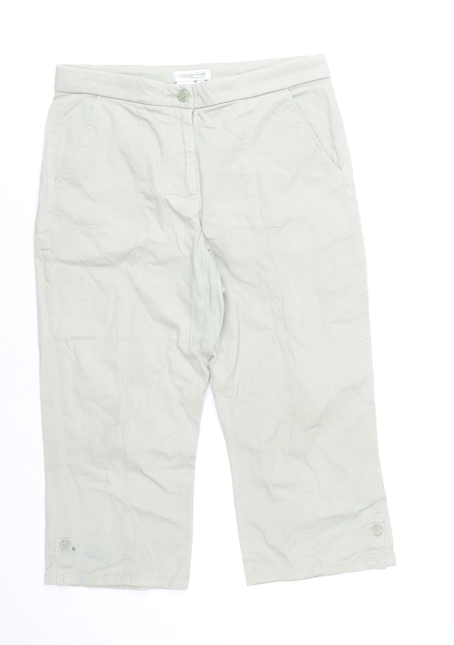 Coldwater Creek Women's Beige Cotton Capri Trousers Size 10 Petites