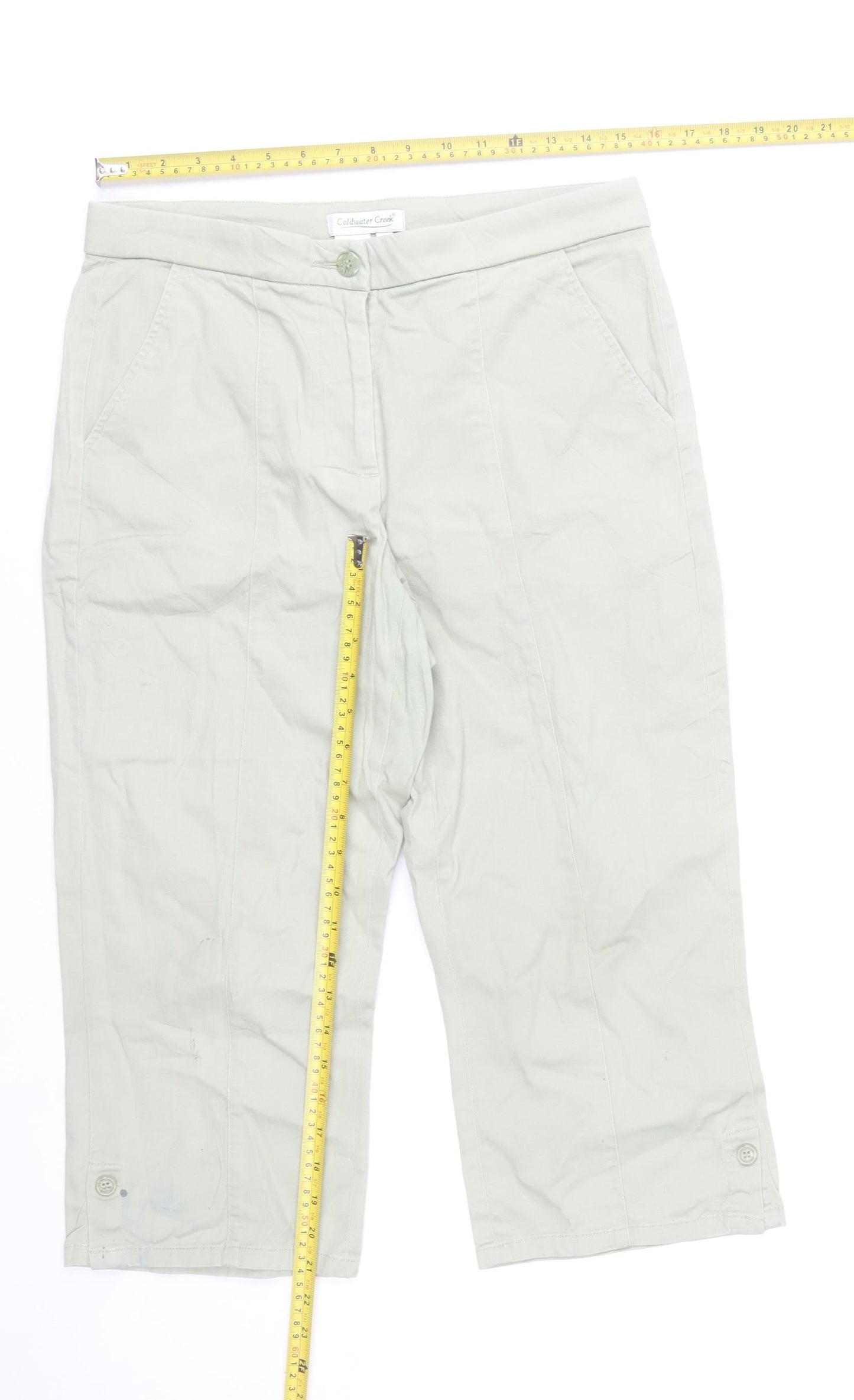 Coldwater Creek Women's Beige Cotton Capri Trousers Size 10 Petites