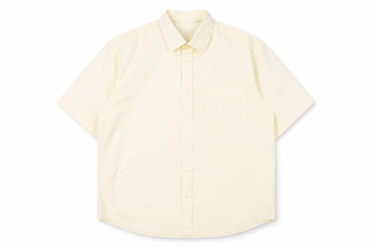 Classic Shirtings Men's Ivory Short Sleeve Dress Shirt Size L 42 Regular Fit